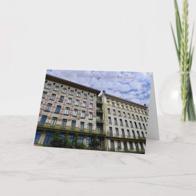 Feliz Dia Mundial de Arte Nouveau! Cartão de Agrad (Frente)