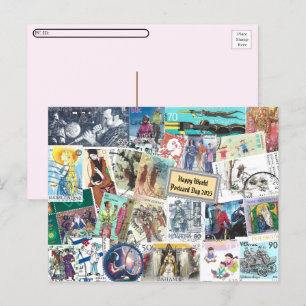 Feliz Dia Mundial do Cartão Postal - Cartaz com Pe