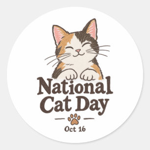 Feliz Dia Nacional do Gato 2026 Adesivo de Senhora