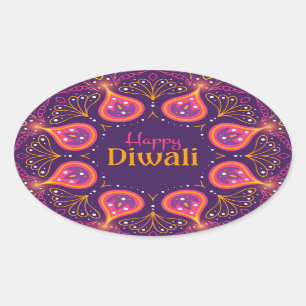 Feliz Diwali Adesivo Oval