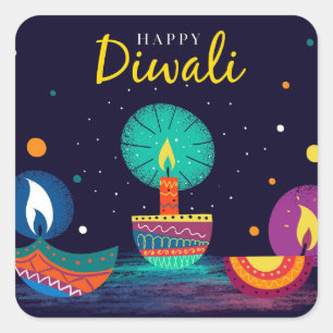 Feliz Diwali Adesivo Quadrado