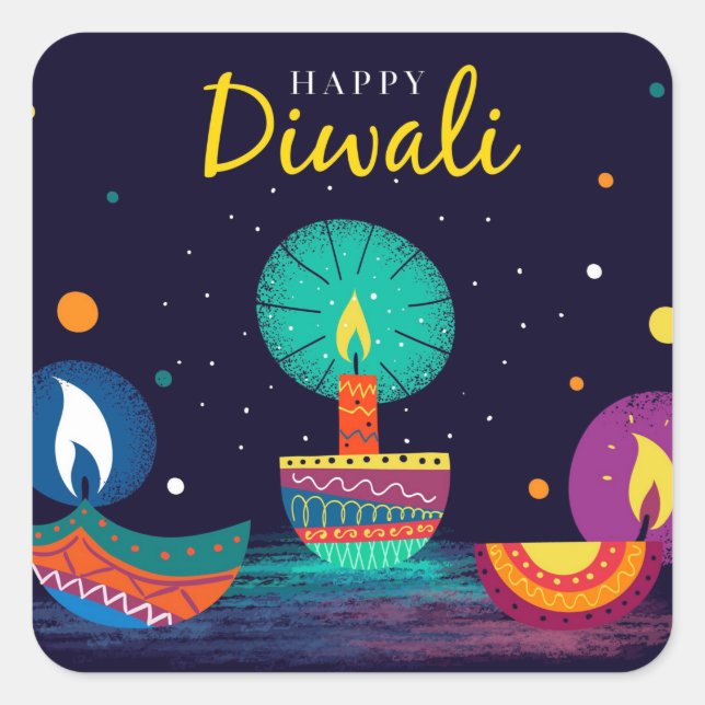 Feliz Diwali   Adesivo Quadrado (Frente)