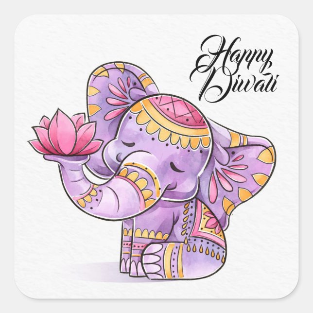 Feliz Diwali   Adesivo Quadrado (Frente)