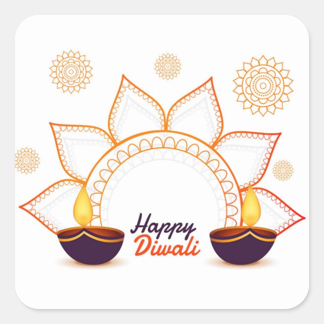 Feliz Diwali   Adesivo Quadrado (Frente)