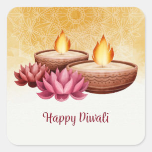 Feliz Diwali Adesivo Quadrado