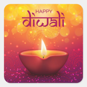 Feliz Diwali Adesivo Quadrado