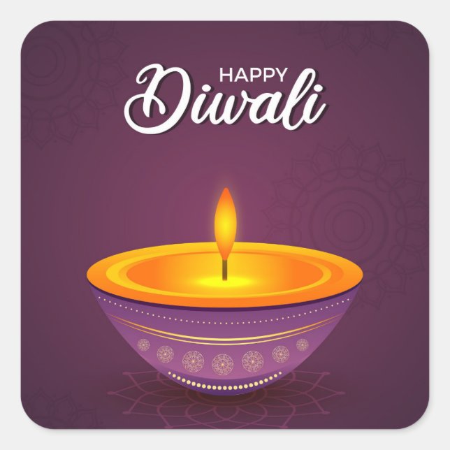 Feliz Diwali   Adesivo Quadrado (Frente)