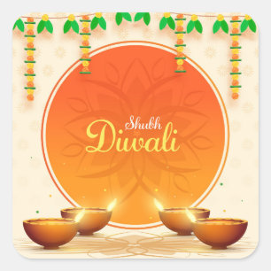 Feliz Diwali Adesivo Quadrado
