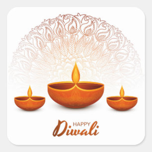 Feliz Diwali Adesivo Quadrado