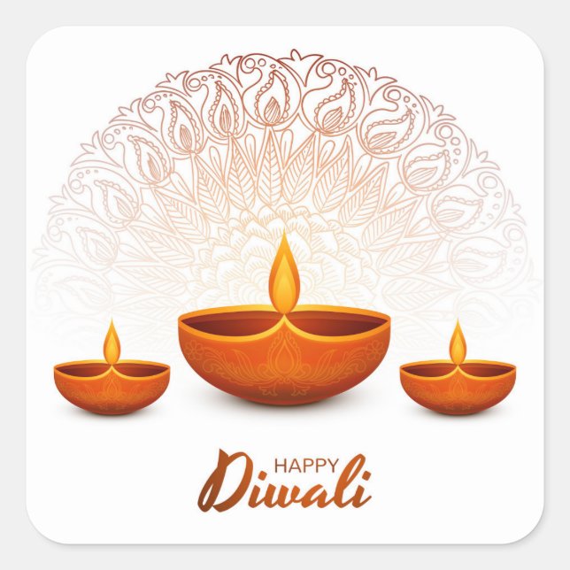 Feliz Diwali   Adesivo Quadrado (Frente)