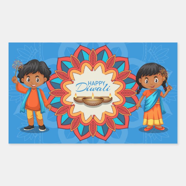 Feliz Diwali Adesivo Retangular (Frente)