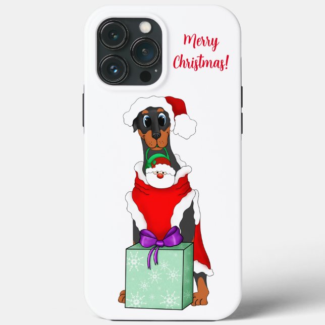 Feliz Doberman De Natal Em Papais noeis (Verso)