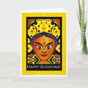 Feliz Dussehra, Deusa Durga - Cartão de Saudação