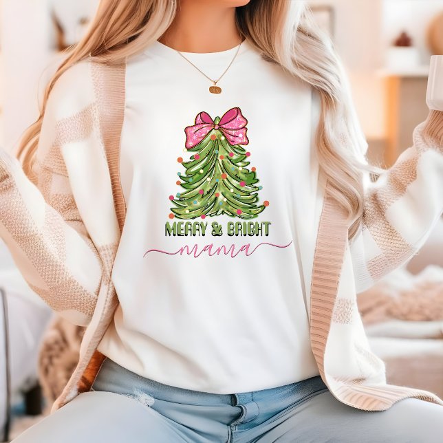 Feliz e Bright Mama - Camisa da árvore de Natal (Criador carregado)