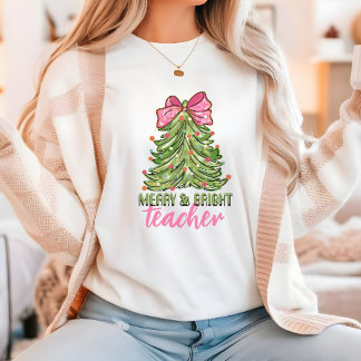 Feliz e Bright Teacher - Camisa de Natal