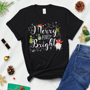 Feliz e Brilho, Camisa de Natal feminina, Feliz