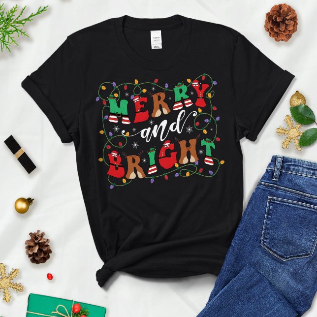Feliz e Brilho, Camisa de Natal feminina, mulheres (Criador carregado)