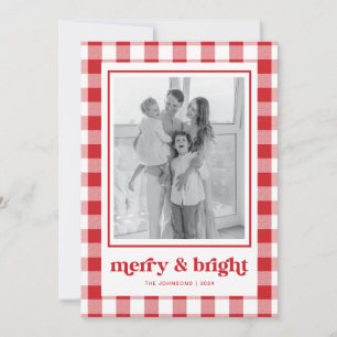 Feliz e Brilho do Cartão de Natal Red Gingham