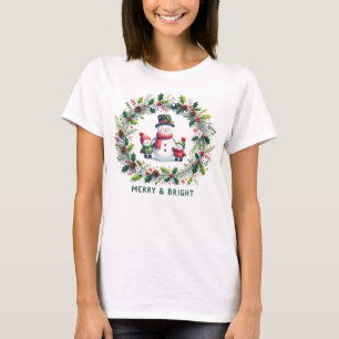 "Feliz e Brilho" Neve e crianças T-Shirt