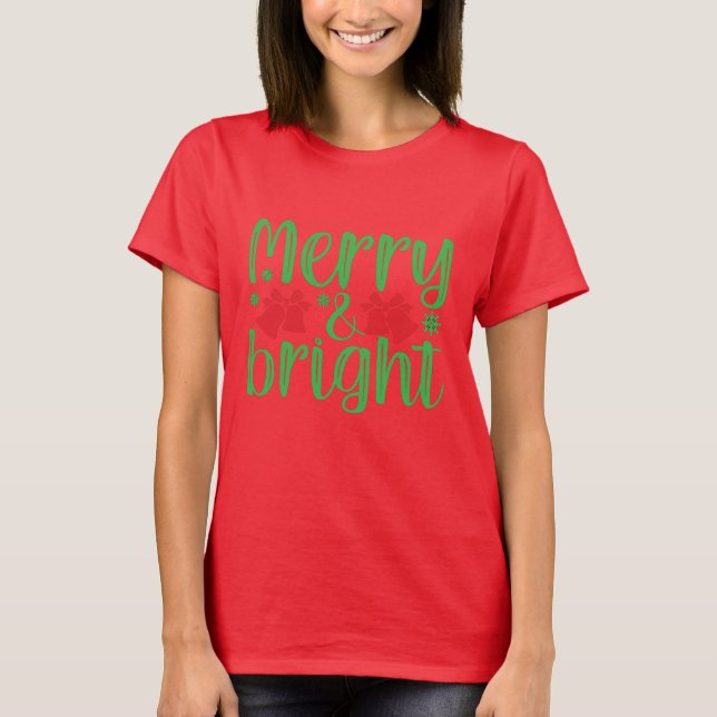 Feliz e camisa de Natal brilhante (Frente)