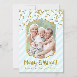 Feliz e Cartão com fotos Dourado azul de faixa do 