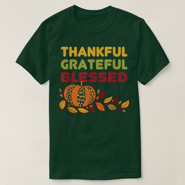 Feliz E Grata Camisa Bendita Leopard Pumpkin Th (Frente do Design)
