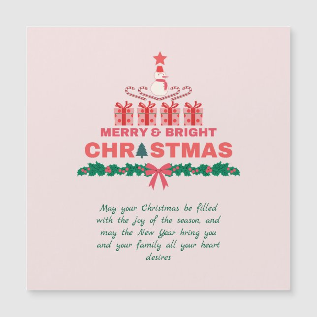 Feliz E Natal Brilhante 2023, Rosa Vermelho Elegan (Frente)