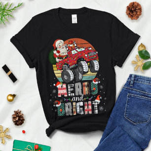 Feliz e Natal Brilhante, T-Shirt de Carro de Natal