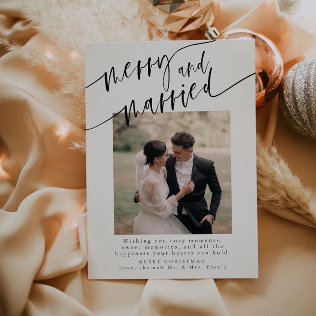 Feliz E Novo Cartão De Natal Elegante Casado (Criador carregado)