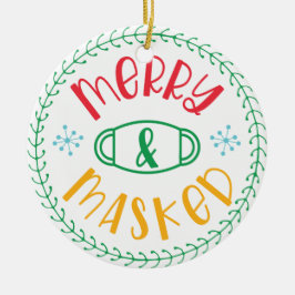 Feliz e ornamento cerâmico mascarado