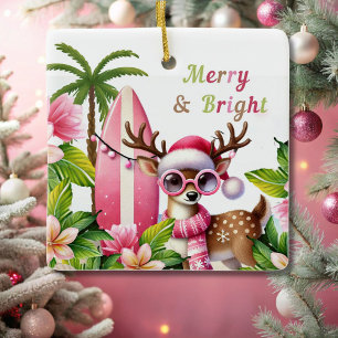 Feliz e ornamento Tropical Rosa Brilhante