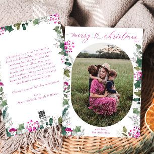 Feliz e Oval Rosa Foto Feliz Cartão de Natal