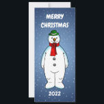Feliz e Snowman Feliz<br><div class="desc">O boneco de neve feliz vestindo um chapéu verde e um cachecol vermelho está pronto para o Natal.</div>