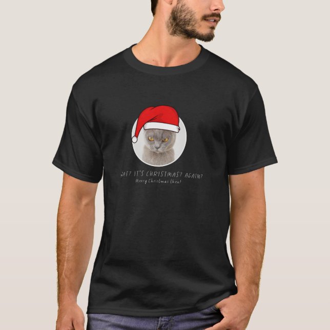 Feliz Engraçada Gato Camisa de Folga Longa (Frente)