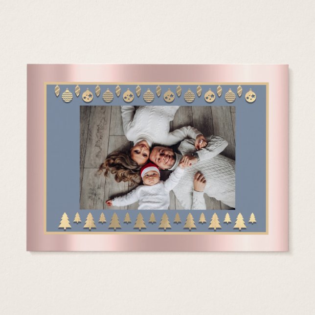 Feliz Feliz ano novo de Natal Nome Foto RoseBlue (Verso)