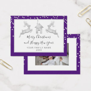 Feliz Feliz ano novo de Natal Nome Purple White