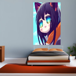 Feliz Feliz Gatinha Animadora | AI Art Poster