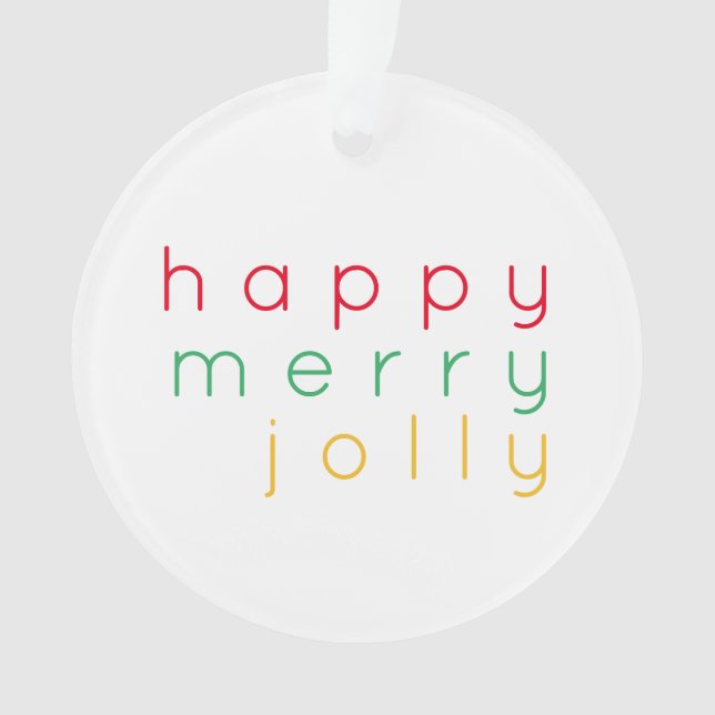 Feliz FELIZ Ornamento do Círculo acrílico JOLLY (Frente)