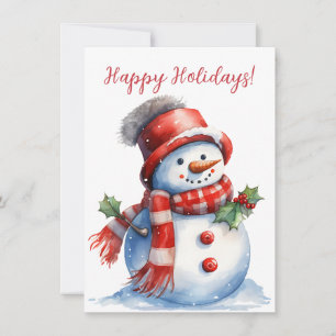 Feliz feriado Snowman Watercolor Cards