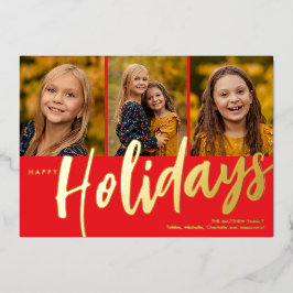 Feliz Feriados Três Cartão de Férias Foil