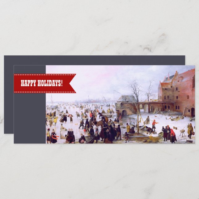 Feliz Férias. Cartões de saudação de natal de arte (Frente/Verso)