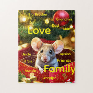 Feliz Férias Natal Feliz Rato Amor Quebra-Cabeça