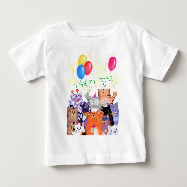 Feliz Festa de Gato Bebê T-Shirt (Frente)