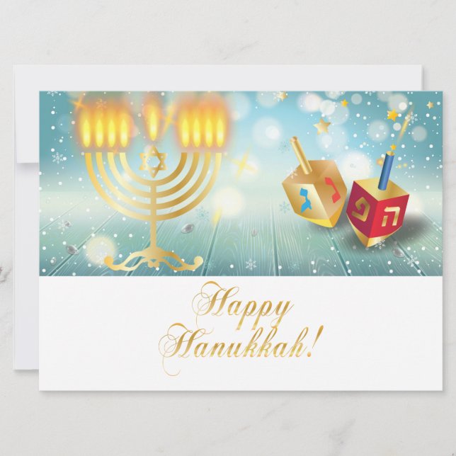 Feliz Festival Hanukkah Dourado Luzes Menorah (Frente)