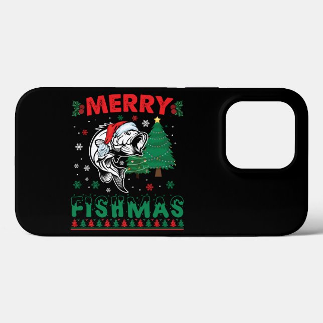 Feliz Fishmas Peixe Pai Pescador Natal (Verso (horizontal))