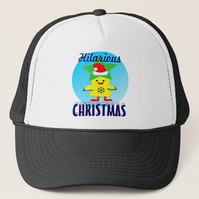 ♫♥Feliz Galo de Papai Noel Engraçado Boné de Motor (Frente)