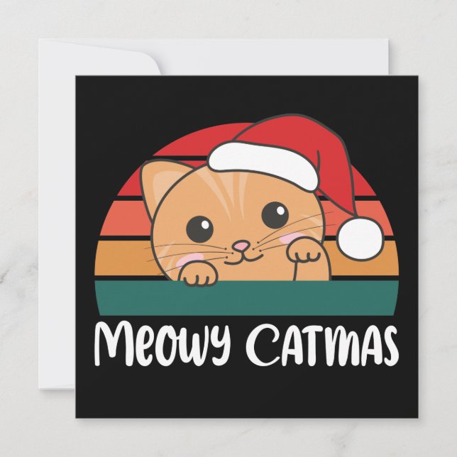 Feliz Gatmas Convite Engraçado de Natal de Gato (Frente)