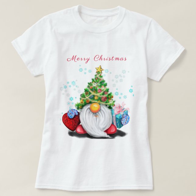 Feliz Gnomo da Camisa de Natal com Presente (Frente do Design)