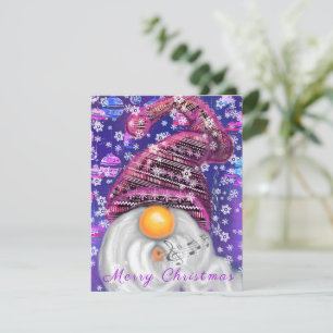 Feliz Gnomo Em Roxo Que Canta Uma Canção De Nata