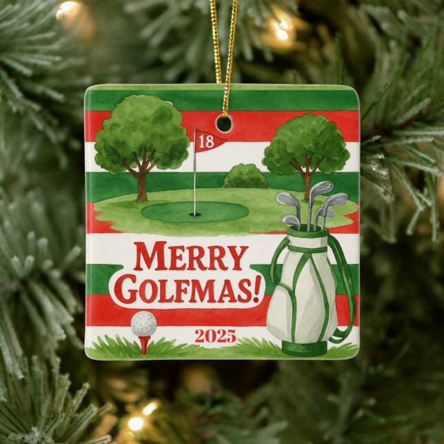 'Feliz Golfmas!' Enfeite de Natal Personalizável p (Árvore)